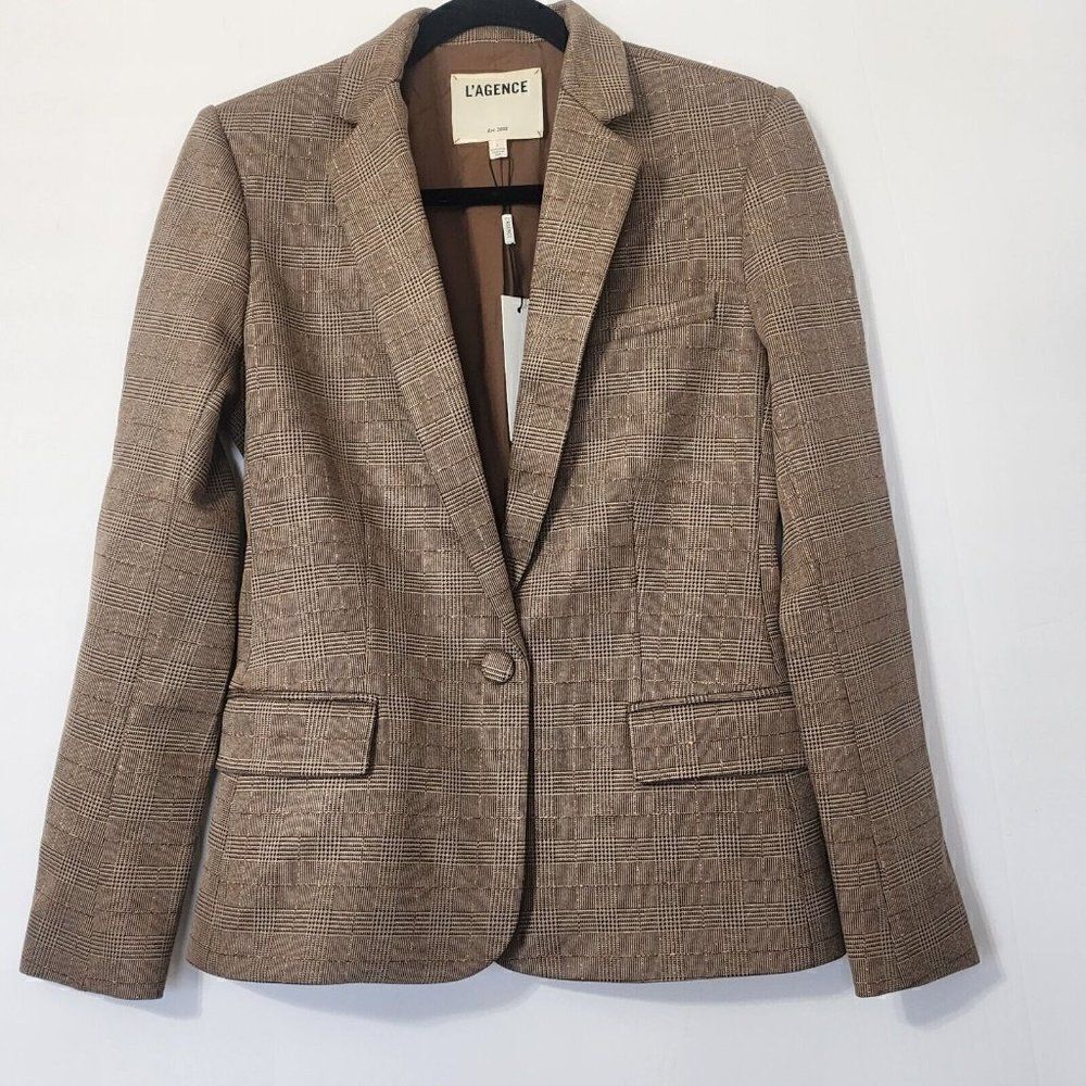 L'AGENCE - Size 2 - Diana Skinny Lapel Brown Blazer $775